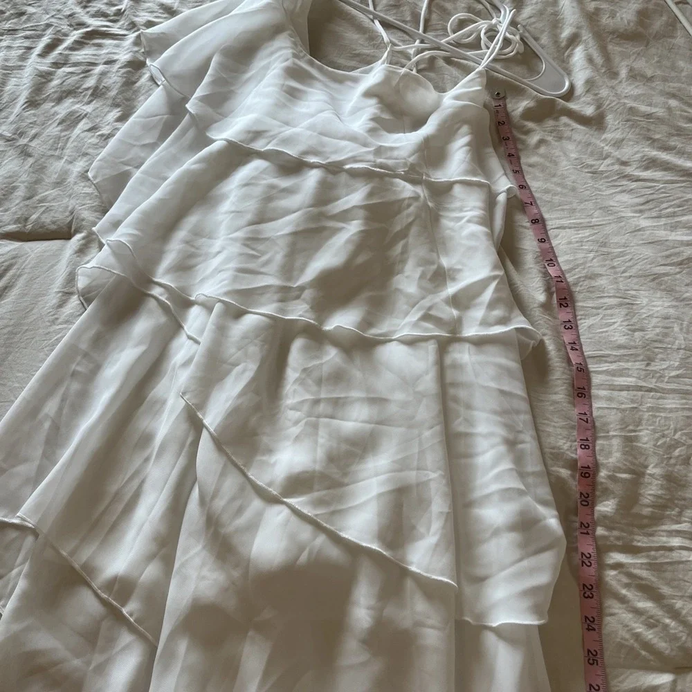 White Layered Ruffle Dress Size Large - Picture 6 of 9